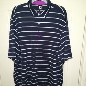 Footjoy FJ Striped Short Sleeve Polo Golf Shirt Men's sz XXL W/ Logo